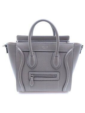 Celine Luggage Nano 2-Way Shoulder Bag Grey Ju Leather Silver
